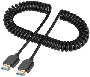 BUCIER 8K Coiled HDMI Cable 3FT-8FT, HDMI Coild Cable 48Gbps, Extreme Thin HDMI Male to Male Cable 8K@60Hz Compatible with Monitor, Laptop, UHD TV, PC