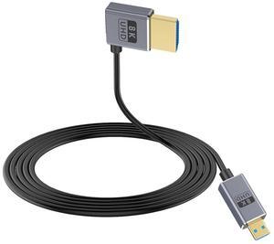 BUCIER Micro HDMI to HDMI 2.1 Cable, Left Angle HDMI Male to Micro HDMI Cable 8K@60Hz, 4K@240Hz, 48Gbps High Speed Compatible with Raspberry Pi 5/Pi 4/GoPro Hero 7 6/S.ony A6000 Camera 4FT/1.2M