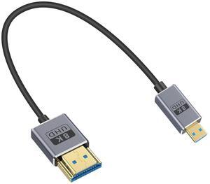 BUCIER 8K Short Micro HDMI to HDMI Cable 1ft, 48Gbps HDMI to Micro HDMI 2.1 Cable Male to Male Support 8K@60Hz, 4K@240Hz and HDR Support, for Cameras, DSLRs, Camcorders, Portable Screens and Monitors