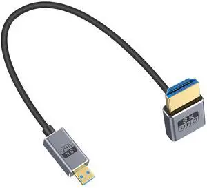 BUCIER Short Micro HDMI 2.1 Cable, 90 Degree Micro HDMI to HDMI Cable, Up Angle HDMI Male to Micro HDMI Cable 8K@60Hz, 4K@240Hz, 48Gbps High Speed for Camera 1FT/30cm
