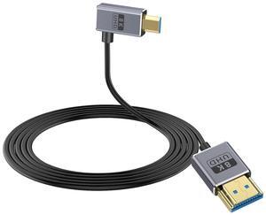 BUCIER 8K 90 Degree Micro HDMI to HDMI Cable, Left Angle HDMI Male to Micro HDMI Adapter Cable with 8K@60Hz, 4K@240Hz, 48Gbps Micro HDMI Cable Coiled for Cameras, DSLRs, Camcorders, Monitors 4FT/1.2M
