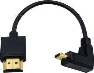 BUCIER Micro HDMI to HDMI Adapter Cable - Extreme Thin Up Angle 6 inch/ 15cm for 1080P, 4K, UltraHD, 3D, Ethernet
