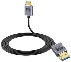 BUCIER 8K Mini HDMI to HDMI Cable, 48Gbps Mini HDMI Male to HDMI Male Cable, Ultra Thin Mini HDMI Cord OD2.5mm, Support 8K@60Hz, 4K@240Hz, Dynamic HDR, eARCg for Laptop,Tablet,HDTV,Projector 4FT/1.2M