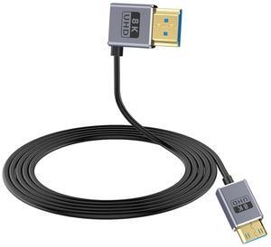 BUCIER 8K Mini HDMI to HDMI Cable 2.1 Cord 48Gbps,Ultra Thin Right Angle HDMI to Mini HDMI Male Cord, Support High Speed 8K@60Hz, 4K@240Hz for Camera, Camcorder, Graphics/Video Card 4FT
