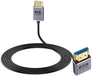 BUCIER 8K Mini HDMI to HDMI Cable 2.1 Cord 48Gbps,Ultra Thin Down Angle HDMI to Mini HDMI Male Cord, Support High Speed 8K@60Hz, 4K@240Hz for Camera, Camcorder, Graphics/Video Card 4FT