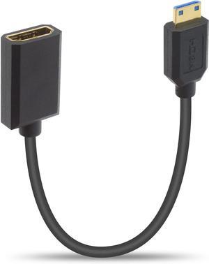 BUCIER 8K Mini HDMI to HDMI Exension Cable 1Ft, Short HDMI to Mini HDMI Cable 48Gbps, Ultra-Thin Mini HDMI Male to Female Extender Cable Support 8K@60Hz for Projector, Monitor, Camcorder