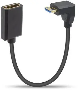 BUCIER 8K 90 Degree Mini HDMI to HDMI Cable, 48Gbps Down Angle Mini HDMI Male to Female Cable, Ultra Thin,Short HDMI to Mini HDMI Extension Cable for Projector, Monitor, Camcorder etc 1FT/ 30cm