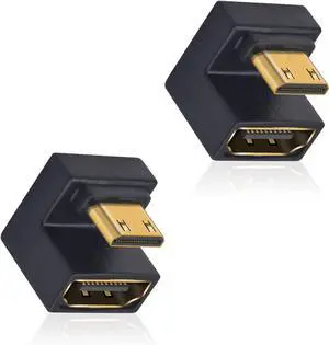 BUCIER 180 Degree Mini HDMI to HDMI Adapter (Up Angle) 8K@60Hz, 4K @60Hz, 48Gbps, U-Shaped Extension Adapter Converter for Portable Display Monitor Accessories 2 Pack