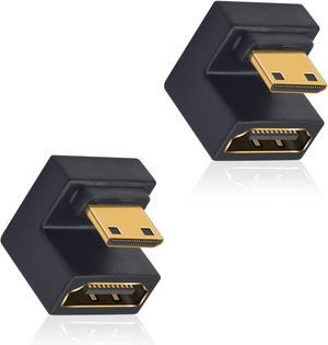 BUCIER 180 Degree Mini HDMI to HDMI Adapter (Down Angle) 8K@60Hz, 4K @60Hz, 48Gbps, U-Shaped Extension Adapter Converter for Portable Display Monitor Accessories 2 Pack