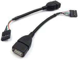 BUCIER 5 pin USB Header to USB Dupont Cable, USB 2.0 Type A Female to Dupont 5 Pin Female Header Motherboard Cable Cord (AF/5Pin 0.1M)(2-Pack)
