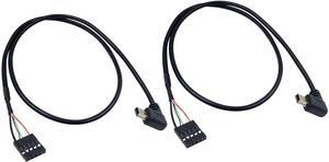 BUCIER USB Header to Mini USB Dupont Cable, 90 Degree Left Angle Mini USB Male to 5 Pin Motherboard Female Adapter Dupont Extended Cable (2 Pack) 50CM/1.64FT