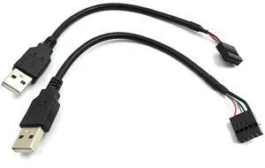 BUCIER 9 pin USB Header to USB Cable, USB 2.0 Type A Male to Dupont 9 Pin Female Header Motherboard Cable Cord (AM to 9Pin 0.2M)(2 Pack)