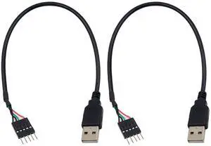 BUCIER USB to USB Motherboard Header Cable, USB 2.0 Type A Male to 5 Pin Male Header Dupont Cable Cord 30CM/12IN (2 Pack)