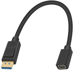 BUCIER 8K Displayport Male to Mini Displayport Female Cable, 32Gbps Extreme Thin Mini DP to DP Extender Cable Support Bi-Directional Transmission for PC, Laptop 1FT/30cm