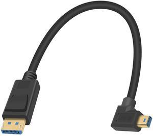 BUCIER 90 Degree Mini Displayport to Displayport Cable, Extreme Thin Right Angle Mini Dp Male to DP Male Cable with Gold-Plated for Gaming Monitor 1Ft