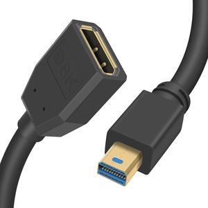 BUCIER 8K Mini Displayport to Displayport Extention Cable 1FT, Mini DP to DP1.4, Displayport Female to Mini Displayport Male Extention Cable Support Bi-Directional Transmission 30cm