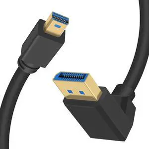 BUCIER 8k Mini Displayport to Displayport 1.4, 8K@60Hz Down Angled Displayport Male to Mini Displayport Male Cable with Gold-Plated, Support Bi-Directional Transmission, for Gaming, Monitor 1Ft