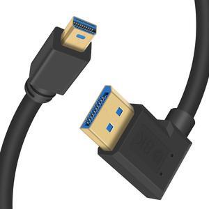 BUCIER 8k Mini Displayport to Displayport 1.4, 8K@60Hz Left Angle Displayport Male to Mini Displayport Male Cable with Gold-Plated, Support Bi-Directional Transmission, for Gaming, Monitor 1Ft