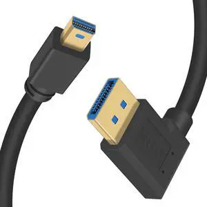 BUCIER 8k Mini Displayport to Displayport 1.4, 8K@60Hz Right Angle Displayport Male to Mini Displayport Male Cable with Gold-Plated, Support Bi-Directional Transmission, for Gaming, Monitor 1Ft