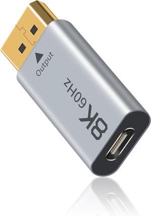 BUCIER 8K USB C to Displayport 1.4 Adapter 1 Pack, (Uni-Directional) USB C Female to DP Male Adapter Compatible with iPhone 16 Pro Max, Galaxy S24, MacBook Pro/Air, iPad, XPS Grey