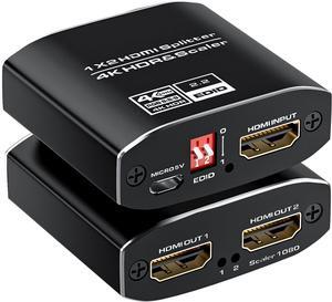 BUCIER 1x2 HDMI Splitter, HDR 4K@60Hz HDMI spliter 1 in 2 Out, Supports HDMI 2.0, HDCP 2.2, Mirror Screen Monitors Supports EDID Control for Xbox PS3/4/5 PC DVD Fire Stick Blu-Ray Player TV