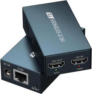 BUCIER HDMI Extender Over IP 150m/492ft Transmission Via Cat5e/Cat6/Cat7/Cat8 Network Cable Support Local Loopout and Transmission 1 to Multiple Via Network Switch