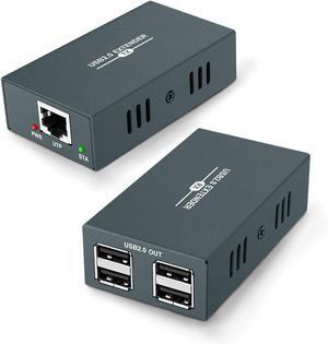 BUCIER USB 2.0 Hub Extender Kit - 4 Hubs, 165ft (50m) Up to Cat7 LAN, Plug & Play, No Driver Needed