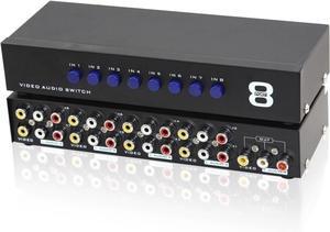 BUCIER 8-Way AV Switch RCA Switcher 8 in 1 Out Composite Video L/R Audio Selector Box for DVD STB Game Consoles