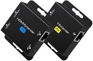 BUCIER HDMI Extender Over Single Cat6 Ethernet up to 200Ft Repeater Balun Transmitter Receiver Power on Cat Support Full 1080p 3D HDCP EDID Copy from Displays