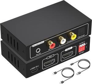 BUCIER HDMI Audio Extractor 4K Splitter to Optical 3.5mm AUX L or R Coaxial Converter 8 EDID Settings Supports HDCP 1080p 3D Digital DTS 5.1 PCM for PS4 PS5 Xbox Fire Stick Pass Through CEC