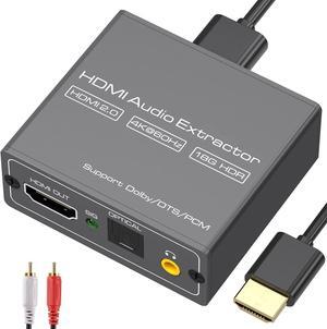 BUCIER 4K60Hz HDMI Audio Extractor Splitter Converter to Optical and 3.5mm and AUX Adapter Supports 2.0 and 18Gpbs Bandwidth Digital DTS PCM HDR10