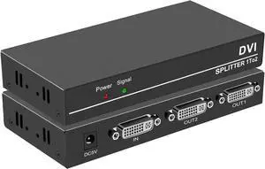 BUCIER DVI Splitter 1 in 2 Out 2 Port Distribution Duplicator Supports Resolution up to 4K2K Automatically Copy EDID