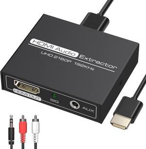 BUCIER HDMI Audio Extractor 4K with 3.5mm AUX Stereo and L/R RCA Out Converter Adapter Splitter Support 4K 1080P 3D Compatable for PS3 Xbox Fire Stick
