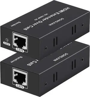 BUCIER HDMI Extender 196ft HDMI Over Single Cat5E/6/7 HDMI Repeater HDMI Balun Sender Transmitter Receiver Support 1080p 3D HDMI 1.4a HDCP EDID