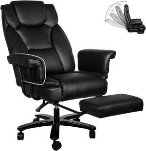 Ninecer Big and Tall Office Chair 400LBS with Wide Seat and Arms, 160° Reclining Office Chair with Footrest, Comfortable Executive Office Desk Chair High Back, Computer Chair Home Office, Black