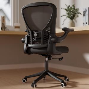 Ninecer Computer Desk Chair, Middle Back Ergomomic Office Chair with 3D Armrests, Comfy Mesh Office Chair with Adjustable Lumbar Support, Wide Seat Swivel Home Office Chair, Black