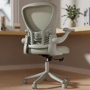 Ninecer Computer Desk Chair, Middle Back Ergomomic Office Chair with 3D Armrests, Comfy Mesh Office Chair with Adjustable Lumbar Support, Wide Seat Swivel Home Office Chair, Grey