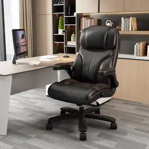 Ninecer Executive Office Chair Big Tall Ergonomic Leather Desk Chair Home Task Chair,Black