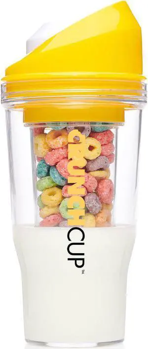 The CrunchCup - Yellow - A Portable Cereal Cup Keeps Your Cereal Crunchy