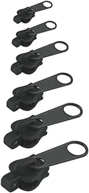 Universal Zipper Repair Kit - Black (Set of 6 for Quick Repairs)