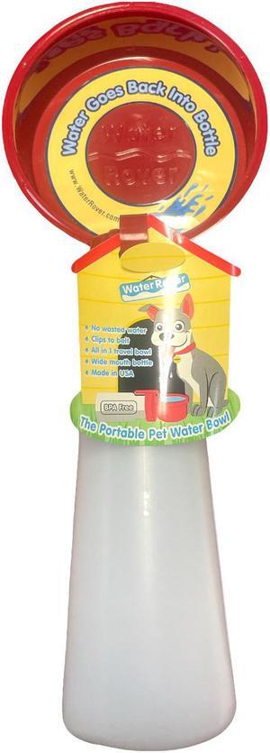 Water Rover Even Bigger Portable Water Bowl Hands-Free Leak-Free 5.25 Inch Bowl and 26-Ounce Bottle- Red