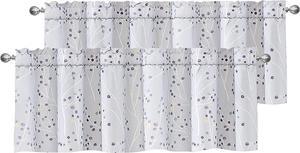DriftAway Harper Ink Floral Pattern Window Treatment Valance Curtain Living Room Bedroom Dining Room Rod Pocket 50 Inch by 18 Inch Plus 2 Inch Header Watercolor Painting Lavender Gray 2 Pack