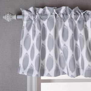 DriftAway Allen Circle Ikat Polka Dot Pattern Classic Window Curtain Valance for Living Room Bedroom Kitchen Rod Pocket 52 Inch by 18 Inch Plus 2 Inch Header Gray