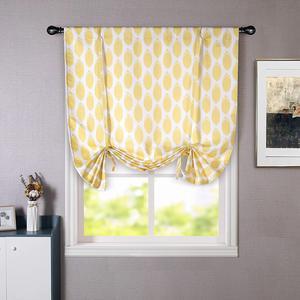 DriftAway Allen Ikat Polka Dot Pattern Room Darkening Thermal Insulated Tie Up Adjustable Balloon Rod Pocket Curtain for Small Window 45 Inch by 63 Inch Yellow