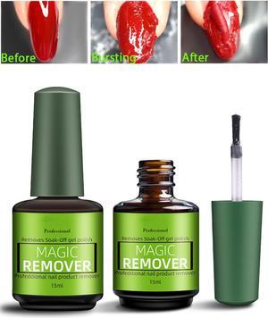 Gel Nail Polish Remover, (2Pcs) Gel Nail Removal Easily & Quickly Removes Soak-Off Gel Polish, Don't Hurt Nails, Professional Non-Irritating Nail Polish Remover-15ml