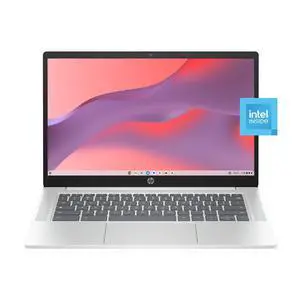 HP 14 inch Chromebook Laptop, Intel Processor N200, 4GB RAM - 128GB UFS, Chrome OS - Glacier Silver