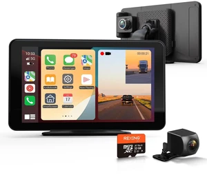 REXING 7 Inch Wireless CarPlay/Android Auto Receiver, 4K Dash Cam, 1080p Rear, GPS, Bluetooth, 32GB microSD card REXING 7 Inch Wireless CarPlay/Android Auto Receiver, 4K Dash Cam, 1080p Rear, GPS, Bluetooth, 32GB microSD card