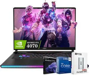 MSI 2025 GE68HX Raider Gaming 16" 144Hz FHD+ Laptop, Intel 24-Core i9-14900HX(up to 5.8 GHz), GeForce RTX 4070, 32GB DDR5 RAM, 1TB SSD, RGB Backlit, Thunderbolt 4, Webcam, W/PSD, Win 11 Pro, Black MSI 2025 GE68HX Raider Gaming 16" 144Hz FHD+ Laptop, Intel 24-Core i9-14900HX(up to 5.8 GHz), GeForce RTX 4070, 32GB DDR5 RAM, 1TB SSD, RGB Backlit, Thunderbolt 4, Webcam, W/PSD, Win 11 Pro, Black