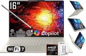 Lenovo Yoga 7 2-in-1 AI PC Copilot+ Laptop, 16" 2K LCD Touchscreen, AMD 8-Core Ryzen AI 7 350, 16GB LPDDR5X, 1TB SSD, WiFi 7, Backlit KB, Fingerprint, 1080P Webcam, W/128 PSD, Win 11 Home Lenovo Yoga 7 2-in-1 AI PC Copilot+ Laptop, 16" 2K LCD Touchscreen, AMD 8-Core Ryzen AI 7 350, 16GB LPDDR5X, 1TB SSD, WiFi 7, Backlit KB, Fingerprint, 1080P Webcam, W/128 PSD, Win 11 Home