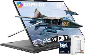Lenovo Yoga 7i 2-in-1 AI Copilot+ Laptop, 16" 2K LCD Touchscreen, Intel Ultra 7 256V(>i9-13900H), 16GB LPDDR5X RAM, 1TB SSD, Backlit KB, Wi-Fi 7, BT 5.4, Thunderbolt 4, W/128 PSD&Stylus, Win11 Home